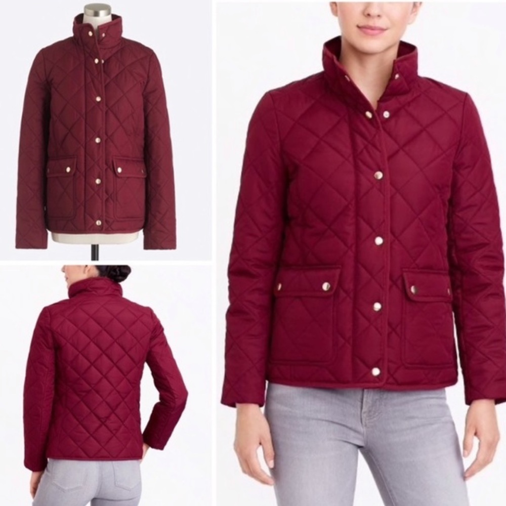 J Crew Maroon Puffer with Gold Buttons size XL